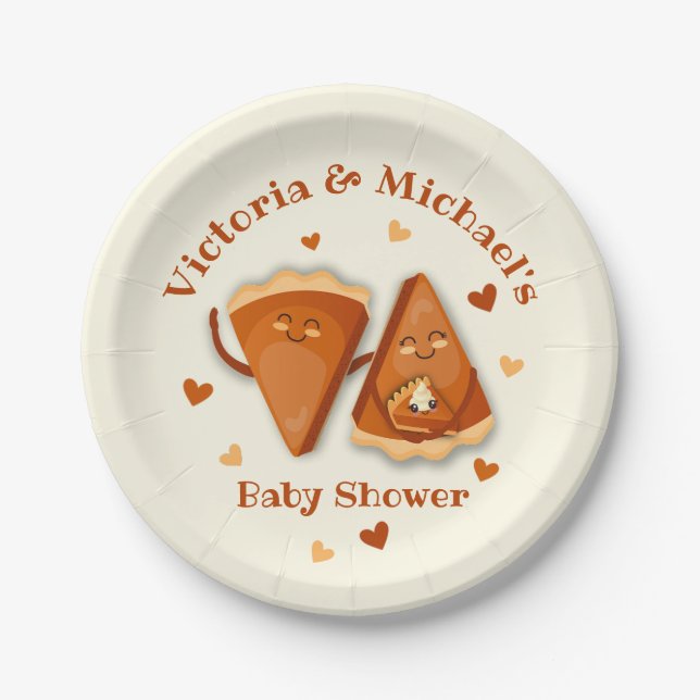 Assiettes En Carton Petit Citrouille Pie Baby shower d'automne (Devant)