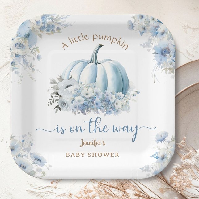 Assiettes En Carton Petit Citrouille sur le chemin Baby shower Blue Bo (Créateur téléchargé)