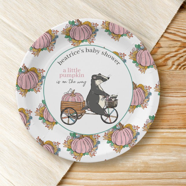 Assiettes En Carton Petit Citrouille sur le chemin Baby shower fille (Créateur téléchargé)