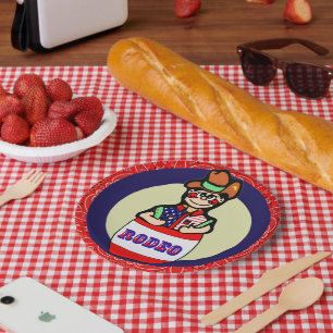 Assiettes En Carton Petit Clown De Rodéo Du Parti Occidental En Baril