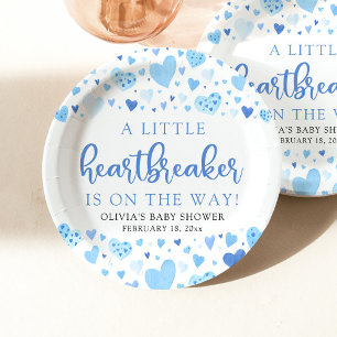 Assiettes En Carton Petit Coeur brise-coeur Bleu Baby shower Valentine