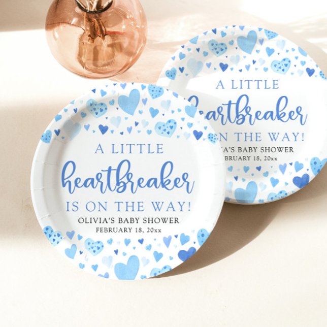 Assiettes En Carton Petit Coeur brise-coeur Bleu Baby shower Valentine (Créateur téléchargé)