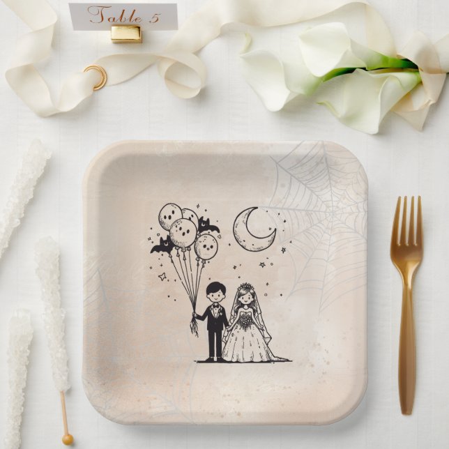 Assiettes En Carton Petit couple éffrayant (Mariage)