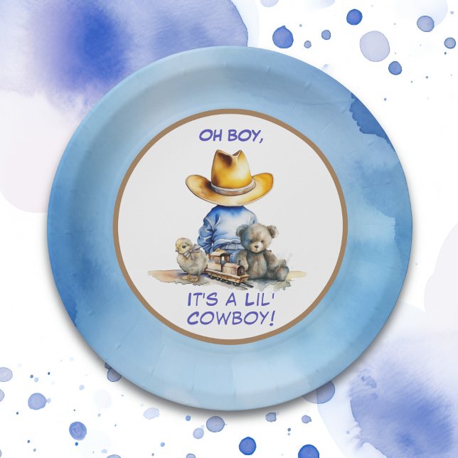 Assiettes En Carton Petit Cowboy Baby shower À Thème (Créateur téléchargé)