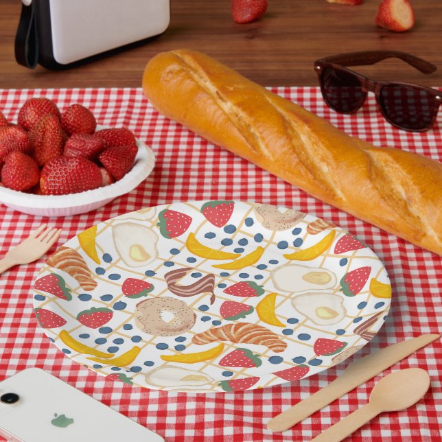 Assiettes En Carton Petit déjeuner Brunch Buffet de nourriture (Pique-nique)