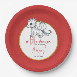 Assiettes En Carton Petit Dragon Mignonne Sur Le Chemin Baby shower Ro
