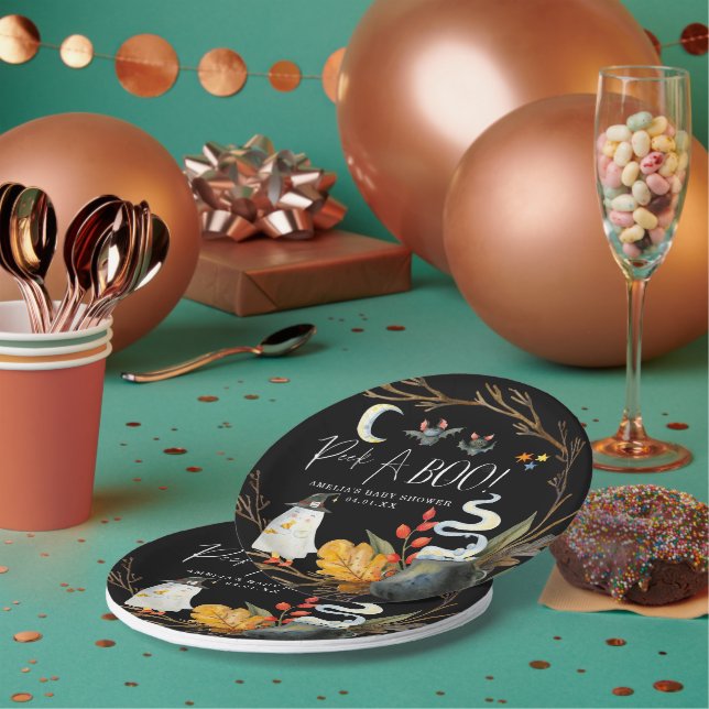 Assiettes En Carton Petit fantôme | Baby shower d'Halloween mignon (Multi)