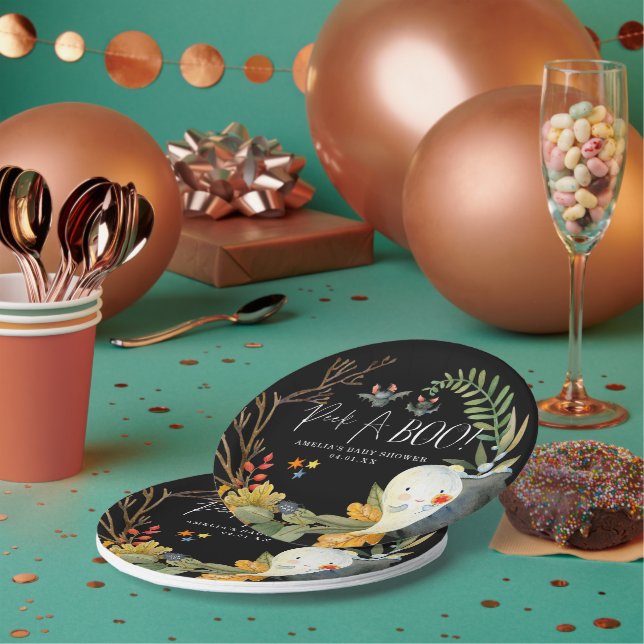 Assiettes En Carton Petit fantôme | Baby shower d'Halloween mignon (Multi)