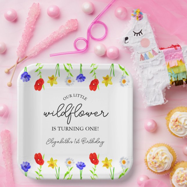 Assiettes En Carton Petit Fleur sauvage 1er anniversaire (Fête)