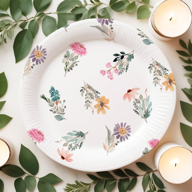 Assiettes En Carton Petit Fleur sauvage Anniversaire ou douche (Créateur téléchargé)