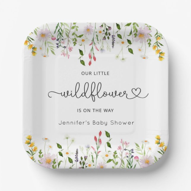 Assiettes En Carton Petit fleur sauvage en route baby shower (Recto)