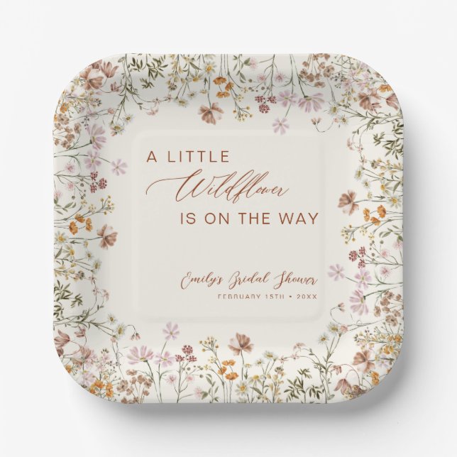Assiettes En Carton Petit Fleur sauvage sur le chemin Baby shower (Recto)