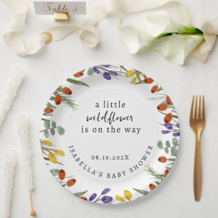 Assiettes En Carton Petit Fleur sauvage Sur Le Chemin Baby shower Auto
