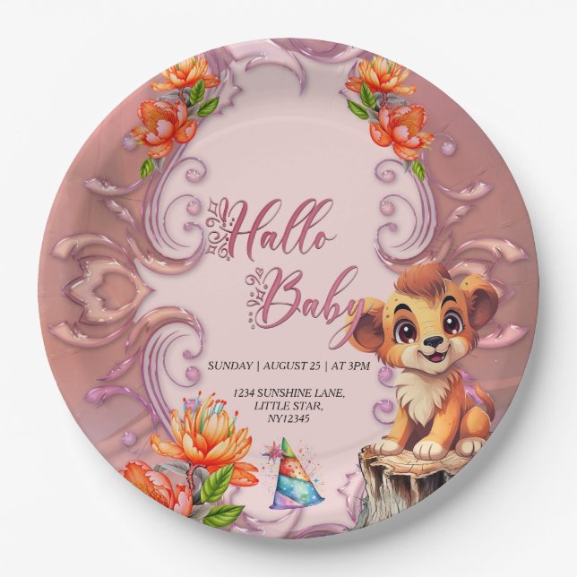 Assiettes En Carton Petit lion mignon (Devant)