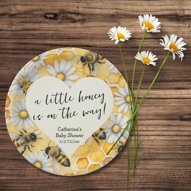 Assiettes En Carton Petit Miel Bee Comb Daisy Baby shower de printemps (Créateur téléchargé)