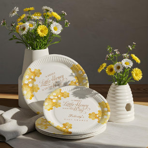 Assiettes En Carton Petit Miel Sucré Sur Le Chemin Baby shower Abeille