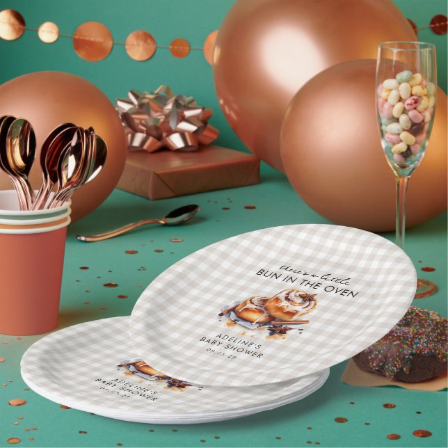Assiettes En Carton Petit Pain au Four Fête Prénatale  (Multi)