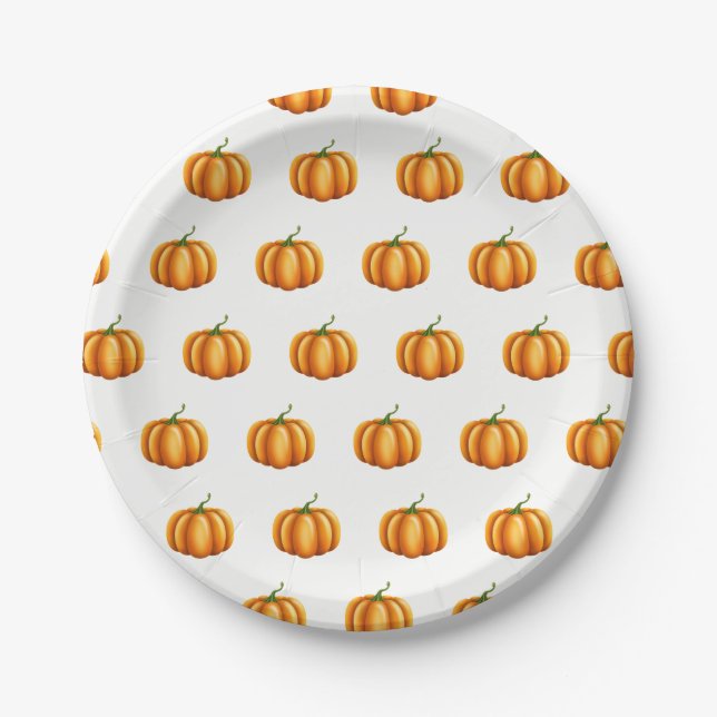 Assiettes En Carton Petit Petit Citrouille Halloween Thanksgiving Fall (Devant)