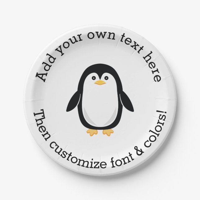 Assiettes En Carton Petit pingouin mignon (Devant)