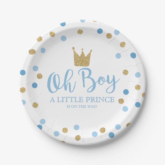Assiettes En Carton Petit plaque à papier 7" de prince baby shower (Devant)