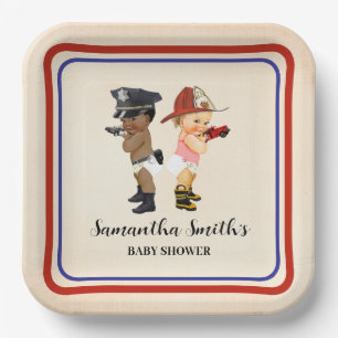 Assiettes En Carton Petit recrue en route Baby Shower Crème Rouge