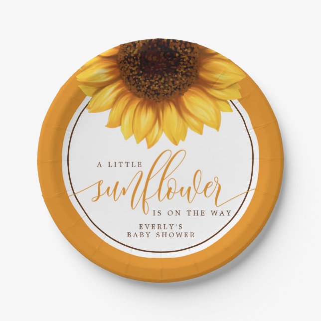 Assiettes En Carton Petit Tournesol Floral Sur Le Chemin Baby shower (Devant)