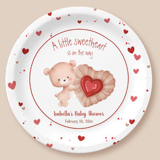 Assiettes En Carton Petite amoureuse Coeur Rouge Valentines Baby showe