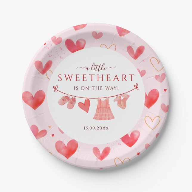 Assiettes En Carton Petite amoureuse Valentines Baby shower fille (Devant)