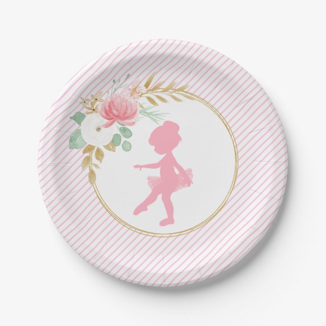 Assiettes En Carton Petite Ballerina Anniversaire de fête (Devant)
