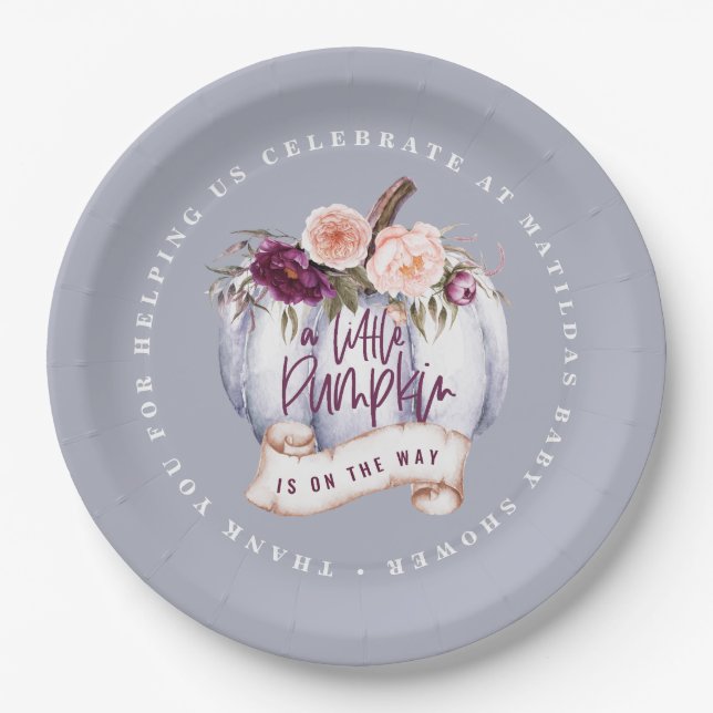 Assiettes En Carton Petite citrouille automne baby shower invitation v (Devant)