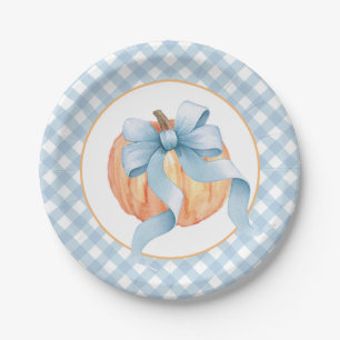 Assiettes En Carton Petite citrouille carreaux pastel bleu premier ann