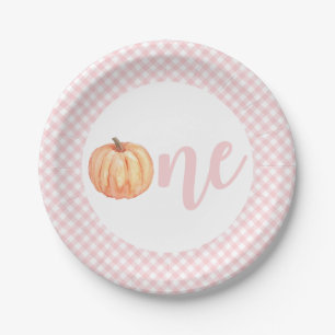 Assiettes En Carton Petite citrouille pastel rose carreaux premier ann
