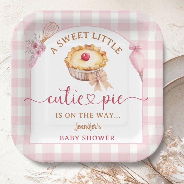 Assiettes En Carton Petite Cutie Baby shower à tarte fille rose (Créateur téléchargé)
