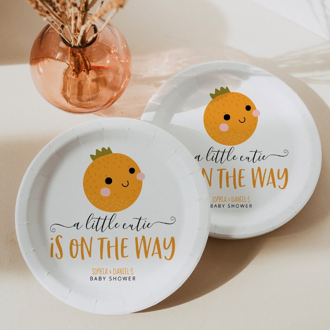 Assiettes En Carton Petite Cutie Citrus Baby shower moderne Plaque de  (Créateur téléchargé)