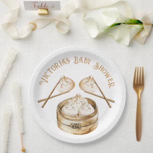 Assiettes En Carton Petite Dim De Dumpling Somme Baby shower neutre se