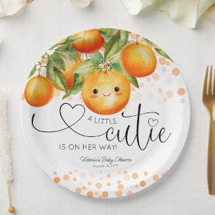 Assiettes En Carton Petite Douce Orange Citron Fête de Naissance Bébé