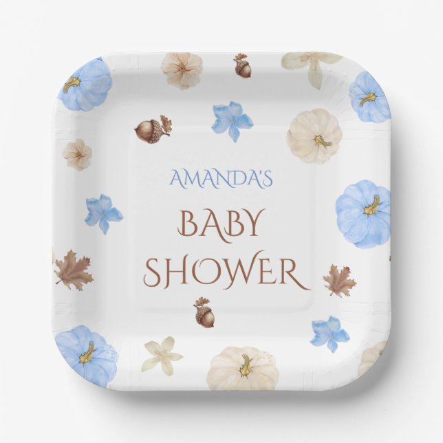 Assiettes En Carton petite douche bébé citrouille (Recto)