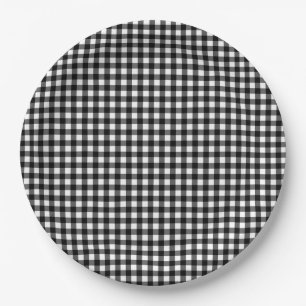 Assiettes En Carton Petite En vichy Classic Vérifier Motif Plaid Noir