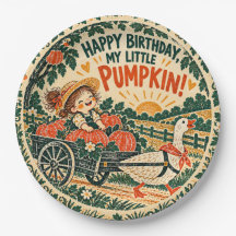 Petite fille citrouille anniversaire automne vinta
