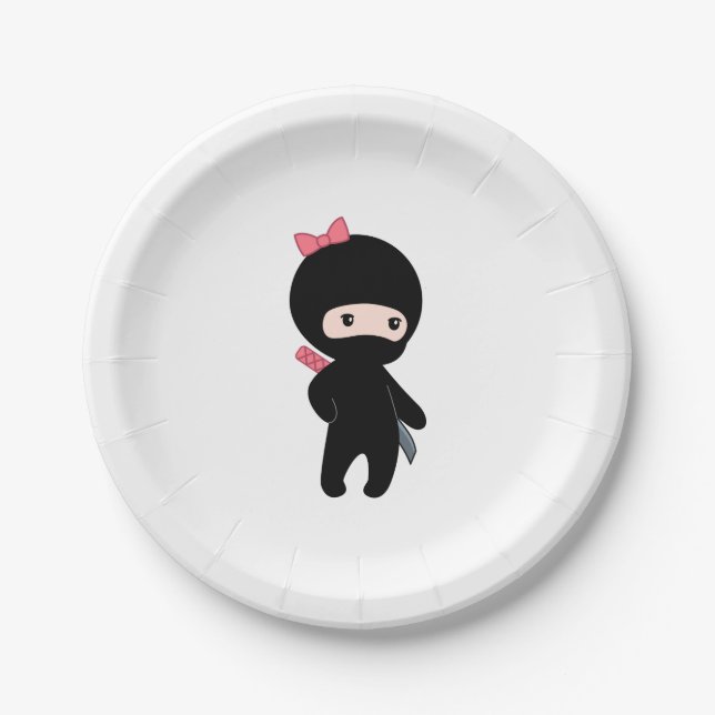 Assiettes En Carton Petite fille Ninja (Devant)