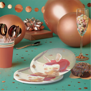 Assiettes En Carton Petite fille qui serre des cerfs