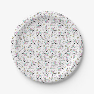 Assiettes En Carton petite licorne mignonne étoiles fond blanc