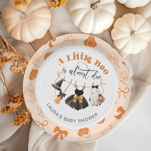 Assiettes En Carton Petite ligne de linge Bow Baby shower orange