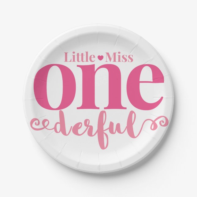 Assiettes En Carton Petite Miss Onederful Party Plates (Devant)