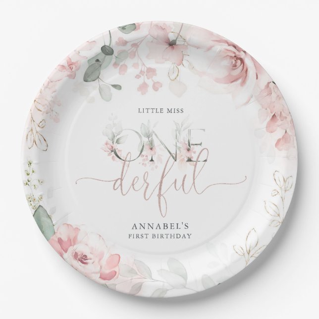 Assiettes En Carton Petite Miss Onederful Plaques en papier (Devant)