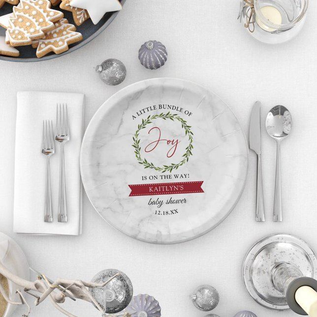 Assiettes En Carton Petite Offre De Joie Baby shower De Noël (Créateur téléchargé)