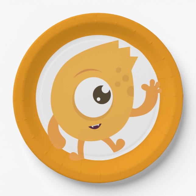 Assiettes En Carton Petite plaque d'anniversaire bleu monstre (Devant)