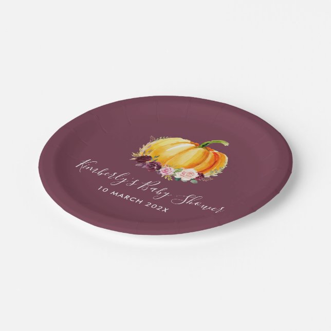 Assiettes En Carton Petite plaque de papier baby shower citrouille à f (Angle)