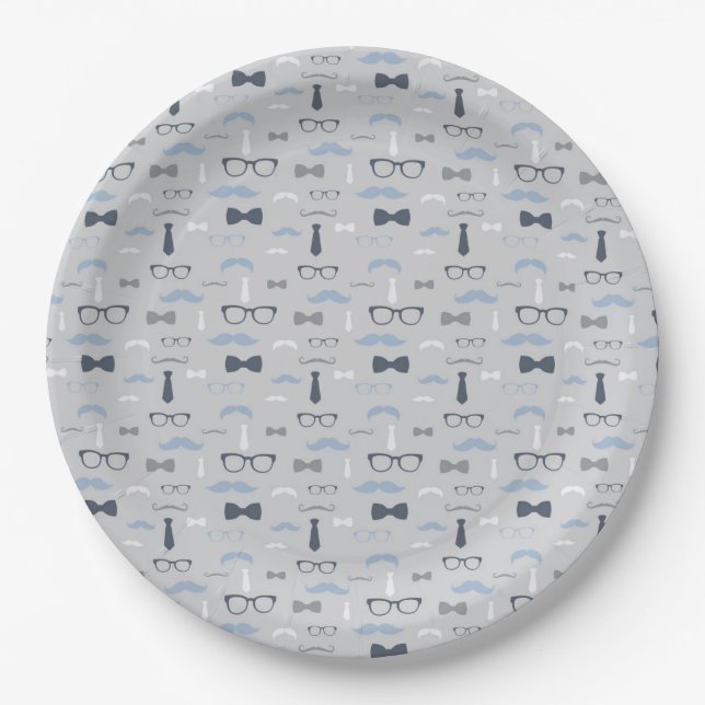 Assiettes En Carton Petite plaque de papier homme, marine, gris (Devant)