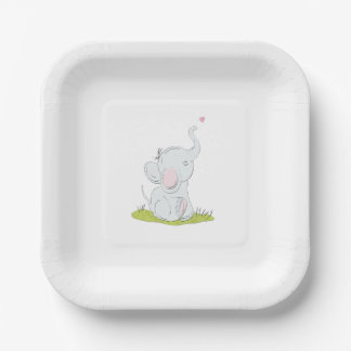 Assiettes En Carton petite plaque en papier d'éléphant mignon